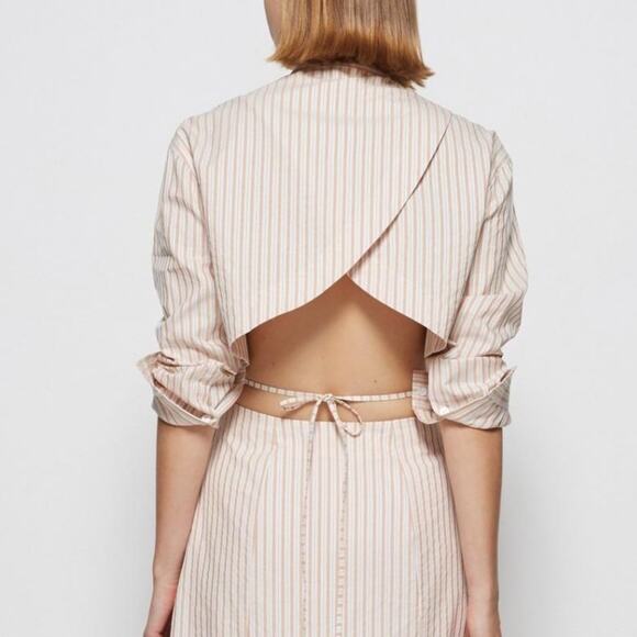 Jonathan Simkhai Janet Striped Open Back Cut-out Maxi Shirtdress Size 10 NWT - Picture 7 of 16